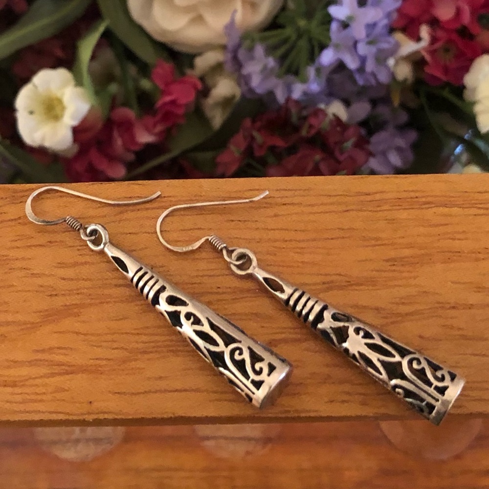 Vintage Silpada Sterling Silver Cone Filigree Earrings W1159 - Picture 9 of 12